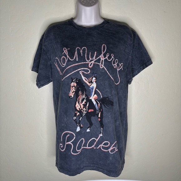 PLAYBOY Bunny Cowgirl Acid Wash Graphic Western Tee T-shirt Y2k Nwt - Picture 2 of 12
